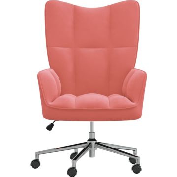 vidaXL Relaxstoel fluweel roze