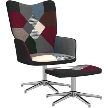 vidaXL Relaxstoel met voetenbank patchwork stof