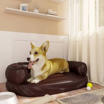 vidaXL Hondenmand met ergonomisch schuim 75x53 cm kunstleer bruin