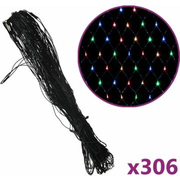 vidaXL Kerstnetverlichting 306 LED's binnen/buiten 3x3 m meerkleurig