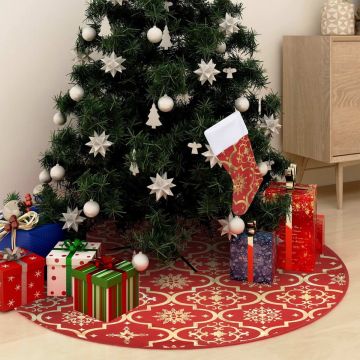 vidaXL Kerstboomrok luxe met sok 122 cm stof rood