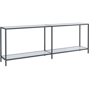 vidaXL Wandtafel 220x35x75.5 cm gehard glas wit