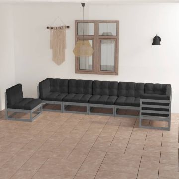 vidaXL 7-delige Loungeset met kussens massief grenenhout