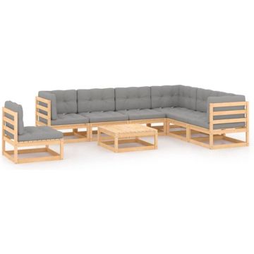 vidaXL 8-delige Loungeset met kussens massief grenenhout