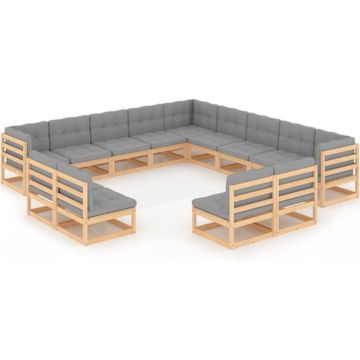 vidaXL 13-delige Loungeset met kussens massief grenenhout