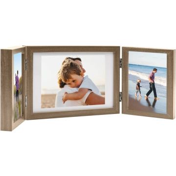 vidaXL-Fotolijst-drieluik-28x18-cm+2x(13x18-cm)-lichtbruin