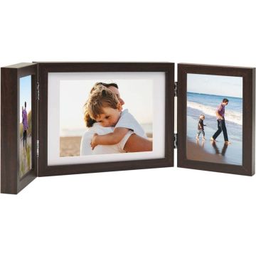 vidaXL-Fotolijst-drieluik-22x15-cm+2x(10x15-cm)-donkerbruin