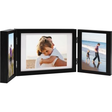 vidaXL-Fotolijst-drieluik-28x18-cm+2x(13x18-cm)-zwart