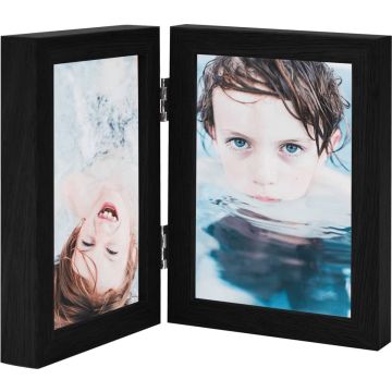 vidaXL Fotolijst tweeluik 2x(10x15 cm) zwart