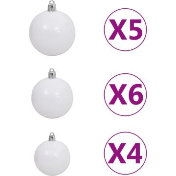 vidaXL Kunstkerstboom met LED's en kerstballen 150 cm PVC blauw