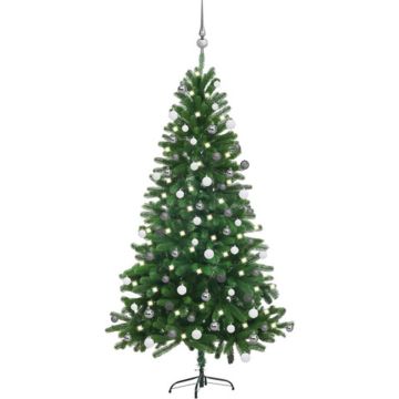 vidaXL Kunstkerstboom met LED's en kerstballen 150 cm groen