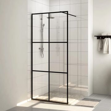 vidaXL Inloopdouchewand 90x195 cm ESG-glas transparant en zwart