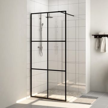 vidaXL Inloopdouchewand 100x195 cm ESG-glas transparant en zwart