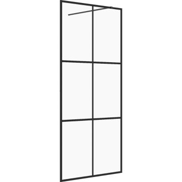 vidaXL Inloopdouchewand 115x195 cm ESG-glas transparant en zwart