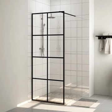 vidaXL Inloopdouchewand 80x195 cm ESG-glas transparant en zwart