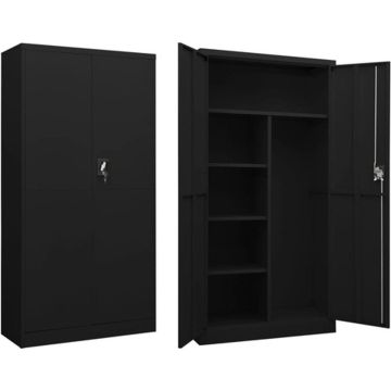 vidaXL Lockerkast 90x40x180 cm staal zwart