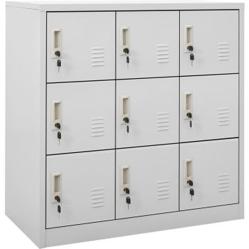 vidaXL Lockerkast 90x45x92,5 cm staal lichtgrijs