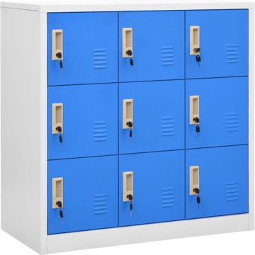 vidaXL Lockerkast 90x45x92,5 cm staal lichtgrijs en blauw