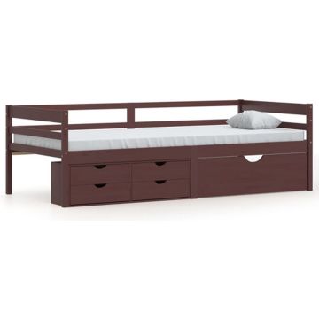 vidaXL Bedframe met lades en kast grenenhout donkerbruin 90x200 cm