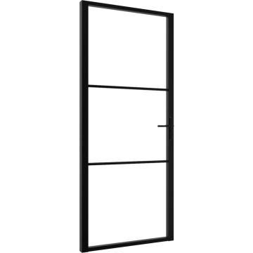 vidaXL Binnendeur 102,5x201,5 cm ESG-glas en aluminium zwart