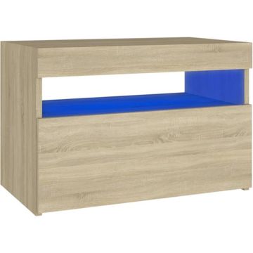 vidaXL Nachtkastje LED-verlichting 60x35x40 cm bewerkt hout sonoma eik