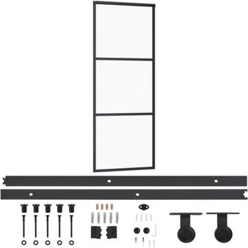 vidaXL Schuifdeur met beslag 76x205 cm aluminium en ESG-glas