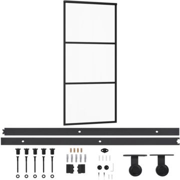 vidaXL Schuifdeur met beslag 90x205 cm aluminium en ESG-glas