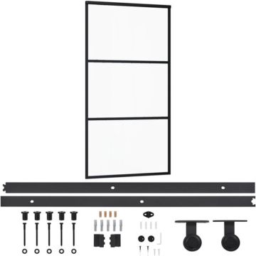 vidaXL Schuifdeur met beslag 102x205 cm aluminium en ESG-glas