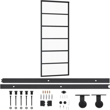 vidaXL Schuifdeur met beslag 76x205 cm aluminium en ESG-glas