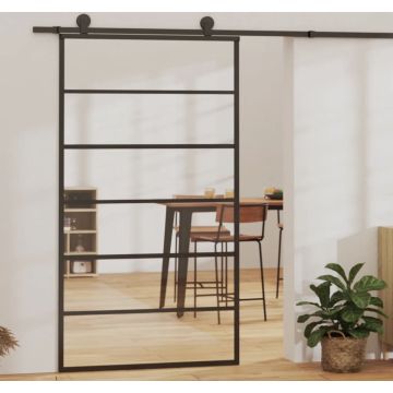 vidaXL Schuifdeur met beslag 102x205 cm aluminium en ESG-glas