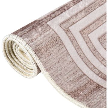 vidaXL Vloerkleed wasbaar anti-slip 80x300 cm beige