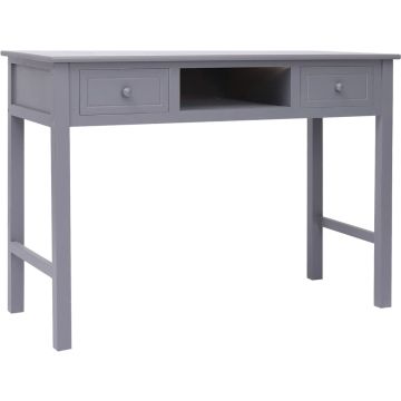 vidaXL Bureau 108x45x76 cm massief paulowniahout grijs