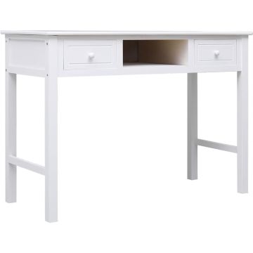 vidaXL Bureau 108x45x76 cm massief paulowniahout wit