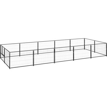 vidaXL Hondenkennel 10 m² staal zwart