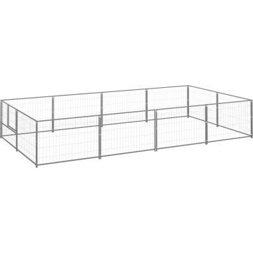 vidaXL Hondenkennel 8 m² staal zilverkleurig