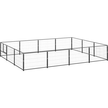 vidaXL Hondenkennel 12 m² staal zwart