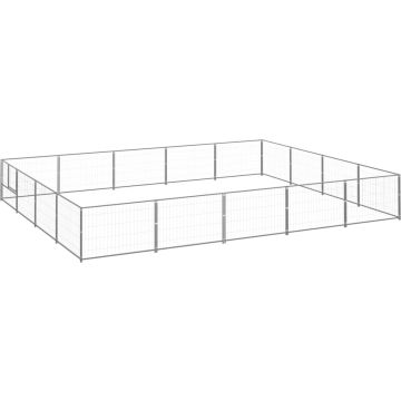 vidaXL Hondenkennel 20 m² staal zilverkleurig