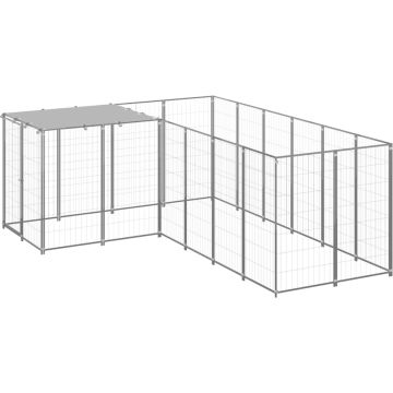 vidaXL Hondenkennel 4,84 m² staal zilverkleurig
