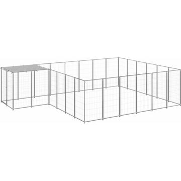 vidaXL Hondenkennel 12,1 m² staal zilverkleurig
