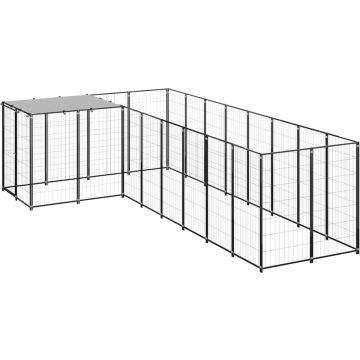 vidaXL Hondenkennel 6,05 m² staal zwart