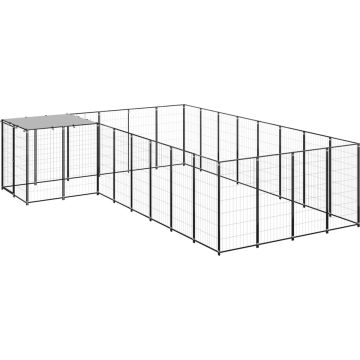 vidaXL Hondenkennel 10,89 m² staal zwart