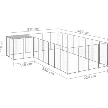 vidaXL Hondenkennel 30,25 m² staal zwart