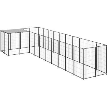 vidaXL Hondenkennel 7,26 m² staal zwart