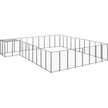 vidaXL Hondenkennel 25,41 m² staal zwart