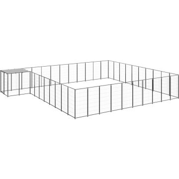 vidaXL Hondenkennel 31,46 m² staal zwart