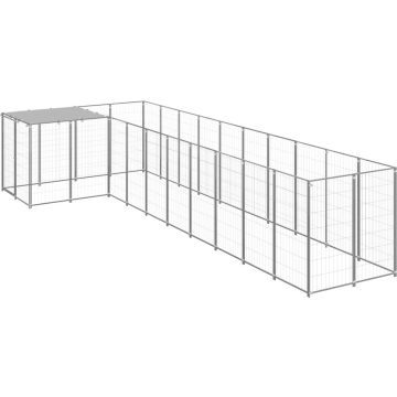 vidaXL Hondenkennel 7,26 m² staal zilverkleurig
