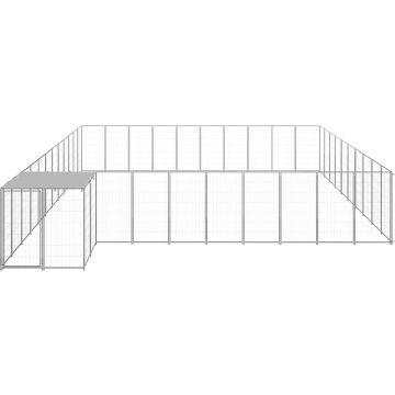 vidaXL Hondenkennel 31,46 m² staal zilverkleurig