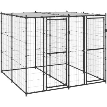 vidaXL Hondenkennel met dak 4,84 m²