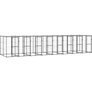 vidaXL Hondenkennel met dak 19,36 m² staal