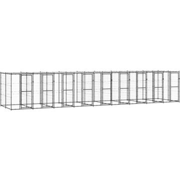 vidaXL Hondenkennel met dak 21,78 m² staal